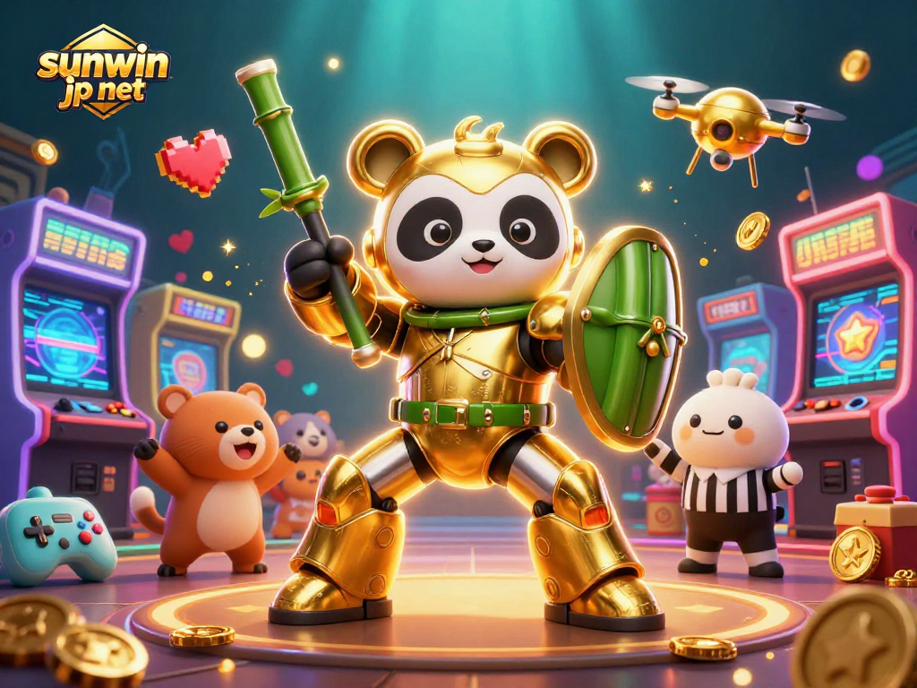 Win big at sunwin jp net with an exciting 3D casino adventure featuring a golden panda!