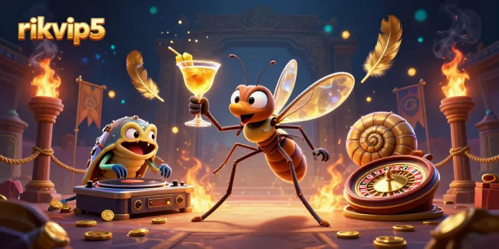 Experience the excitement of rikvip5 casino with vibrant 3D characters and gaming elements.