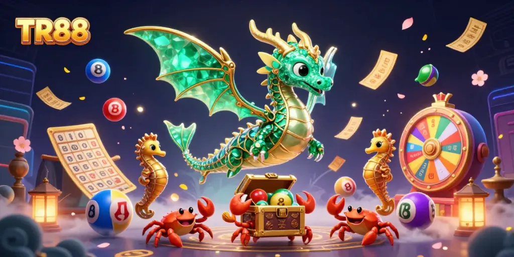Experience TR88 with vibrant casino action, featuring a sea dragon and colorful game elements