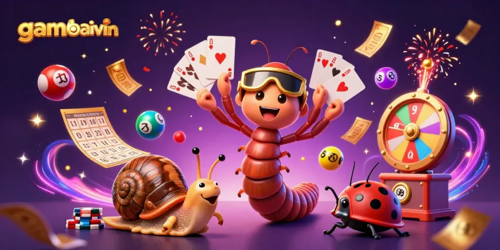 Play thrilling games at gamebaivin with vibrant animations of lottery elements and a dynamic dealer