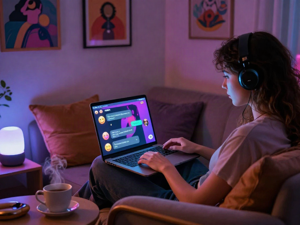 Engaging AI porn chat experience in a cozy setting.