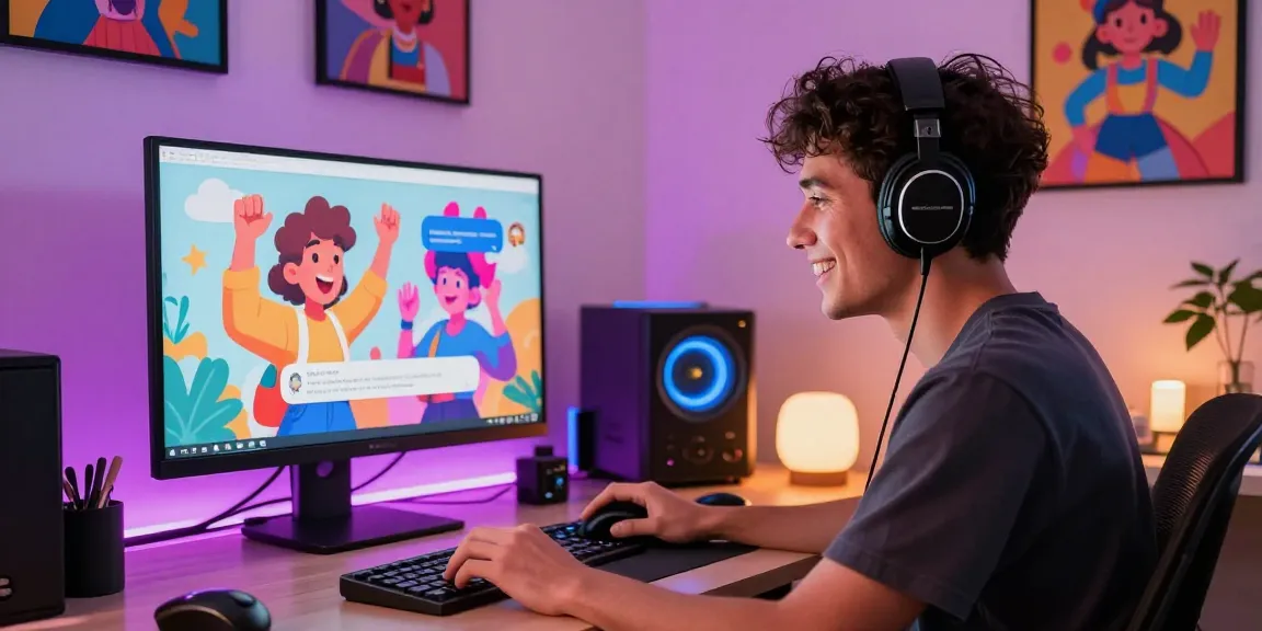 Engaging NSFW AI chat interaction with animated characters and vibrant workspace setup.