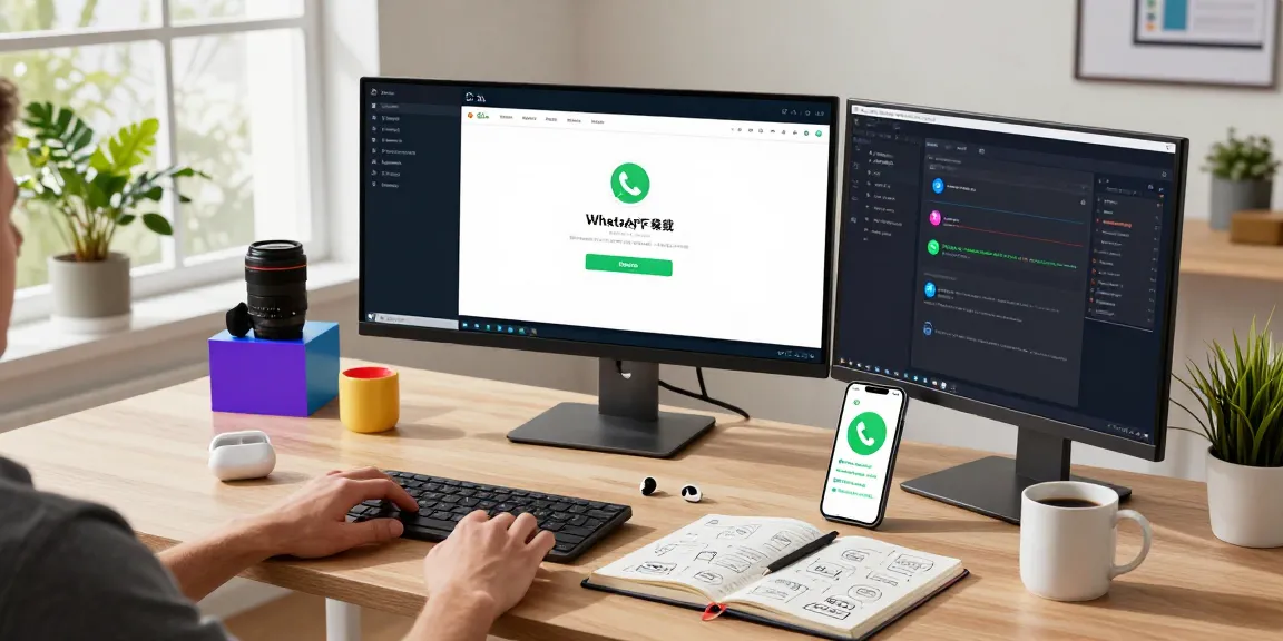 Experience seamless communication with WhatsApp下載 in a modern workspace setup.