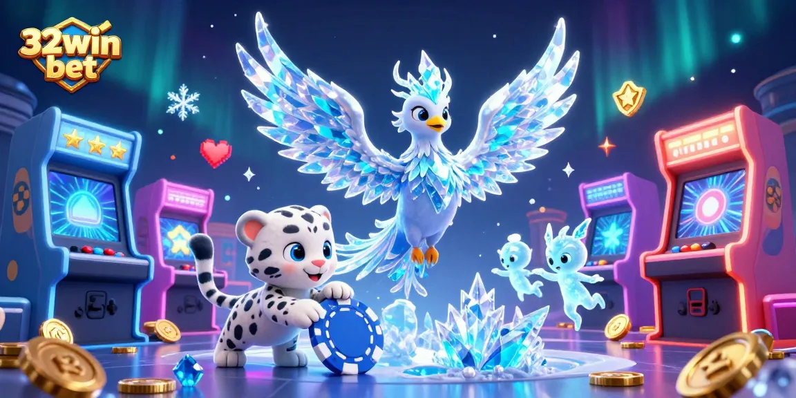Experience the excitement of 32win bet with stunning visuals of a casino-themed illustration featuring unique characters and vibrant game elements.