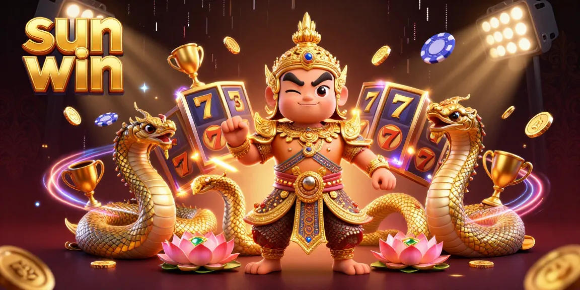 Engage in thrilling gameplay at sun win casino with vibrant slot reels and golden elements.