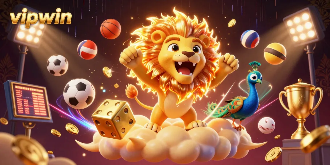 Experience exciting gameplay at vipwin with an engaging 3D casino scene featuring dynamic sports elements and vibrant visuals.
