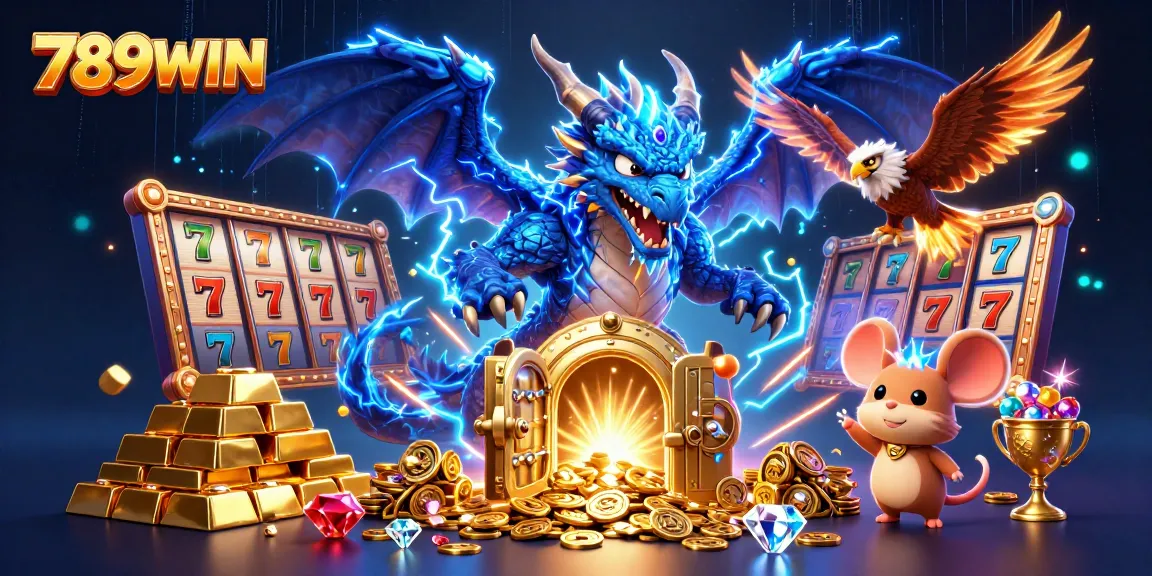Experience thrilling wins at 789WIN with exciting jackpots surrounded by vibrant casino elements.