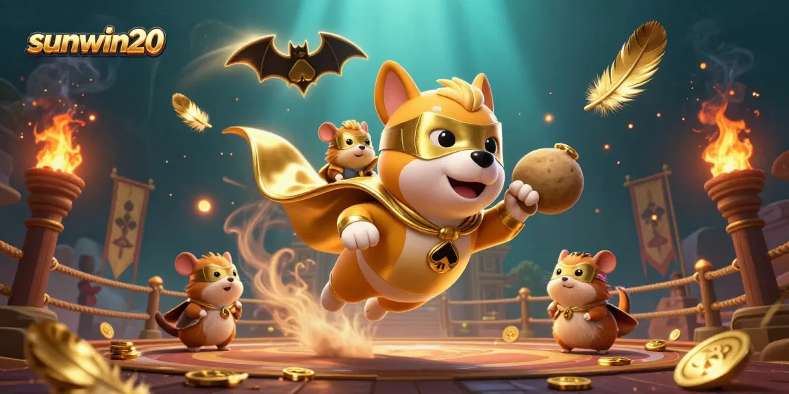 Engage in exciting bets with sunwin20, featuring vibrant 3D characters and casino elements.